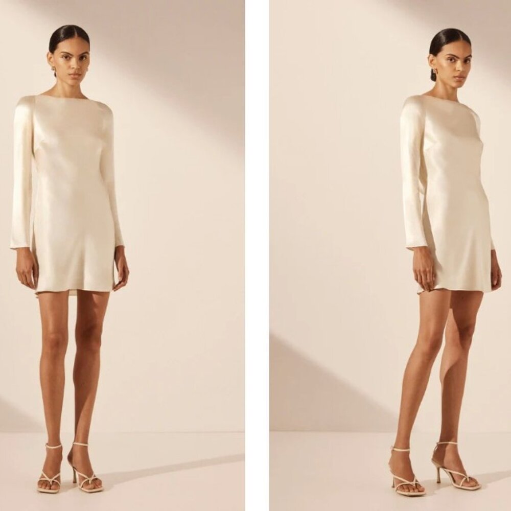 La Lune long sleeve backless mini dress - cream